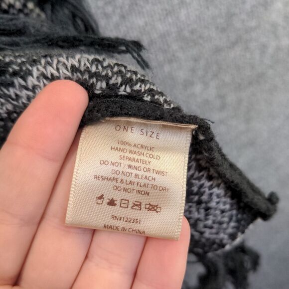 Do Everything in Love Women's Sweater Poncho Black One Size Knit Fringe - Picture 10 of 12